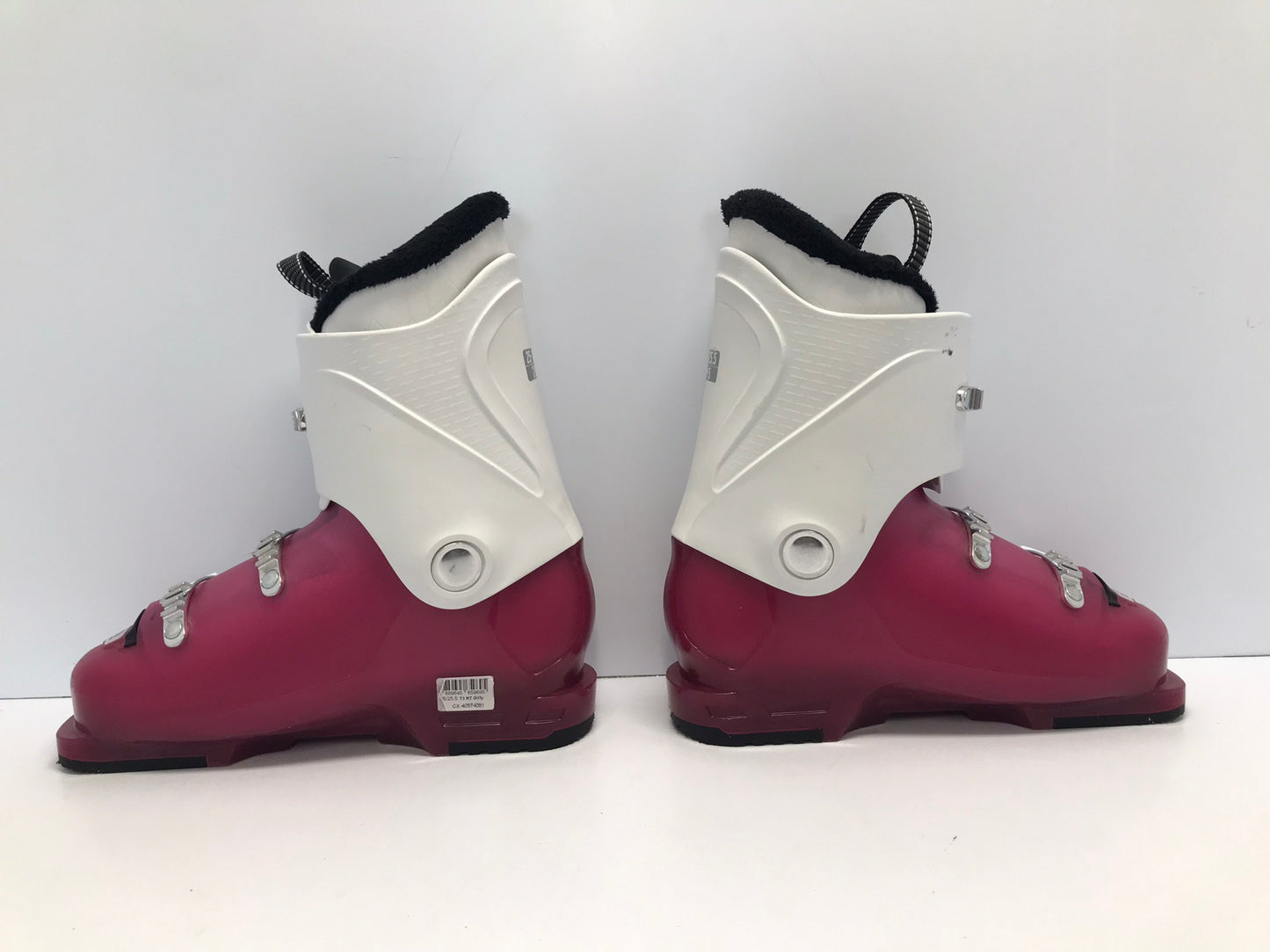 Ski Boots Mondo Size 25.5 Ladies Size 8.5  295 mm Salomon Fushia Pink White Like New