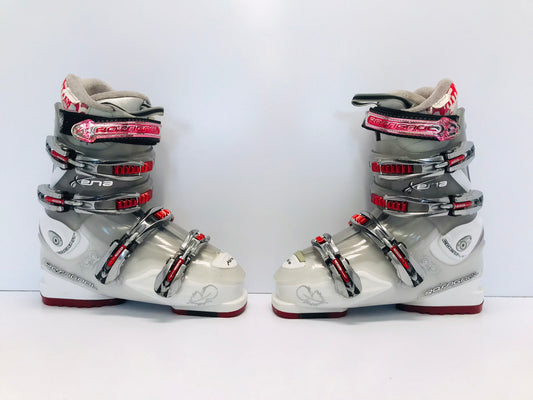 Ski Boots Mondo Size 25.5 Ladies Size 8.5  298 mm Rossignol Red White Grey Excellent