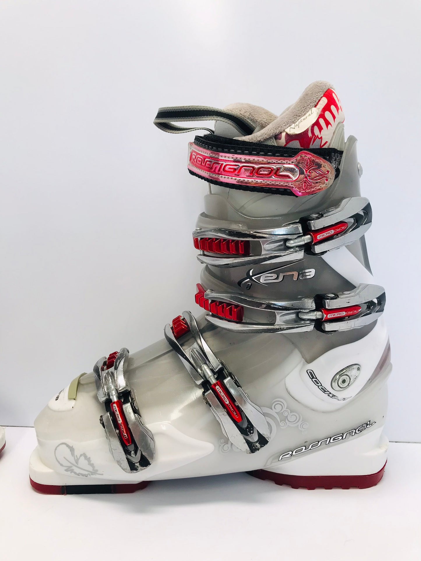 Ski Boots Mondo Size 25.5 Ladies Size 8.5  298 mm Rossignol Red White Grey Excellent