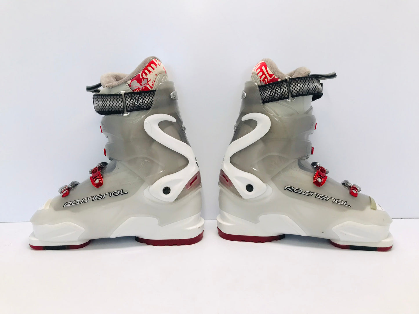 Ski Boots Mondo Size 25.5 Ladies Size 8.5  298 mm Rossignol Red White Grey Excellent