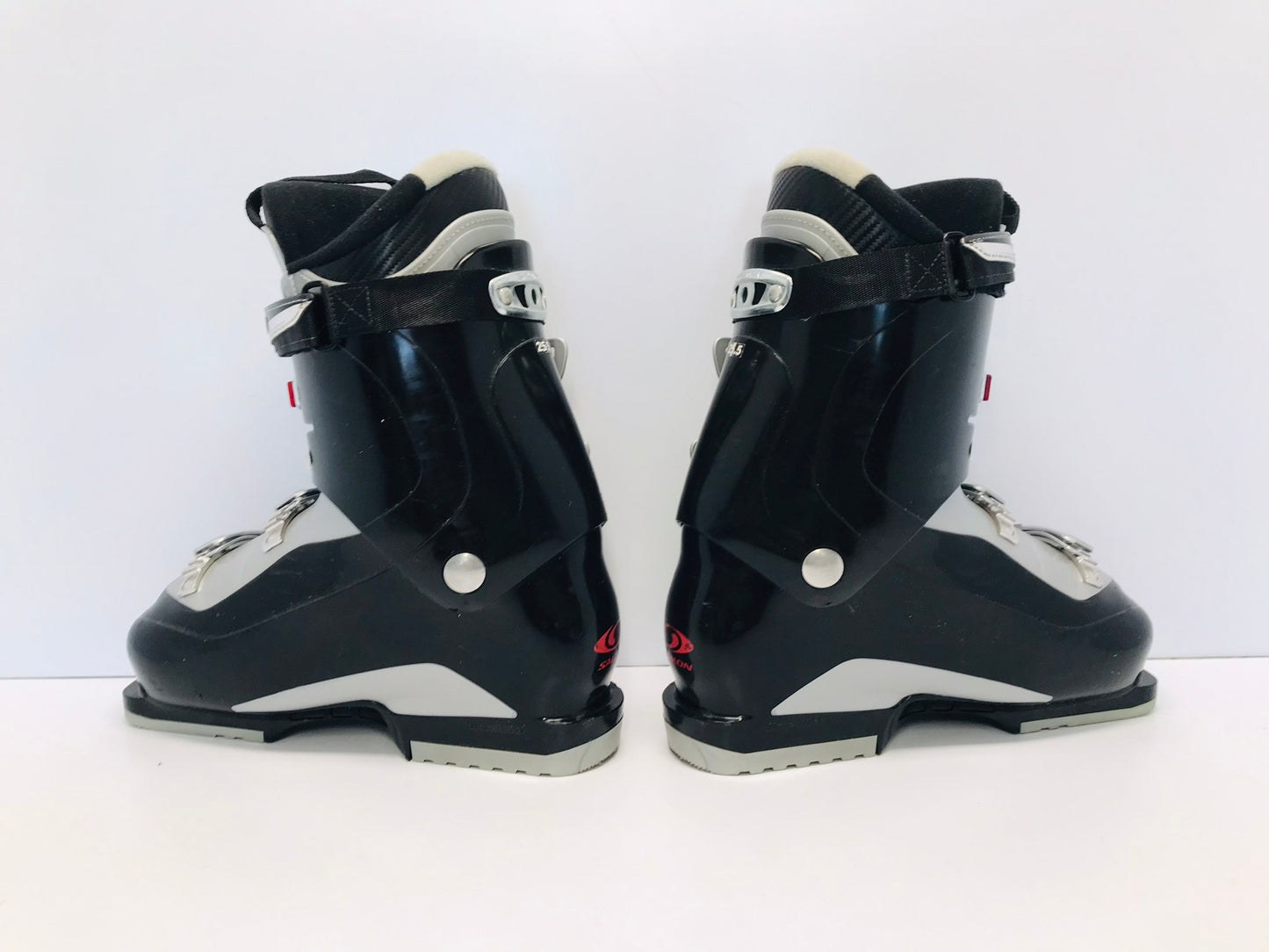 Ski Boots Mondo Size 25.5 Men's Size 7.5 Ladies Size 8.5  298 mm Salomon Mission Black Grey Red Excellent