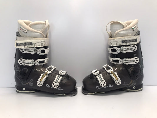 Ski Boots Mondo Size 26.5 Ladies Size 9.5 308 mm Dalbello Smokey Grey Black White Excellent