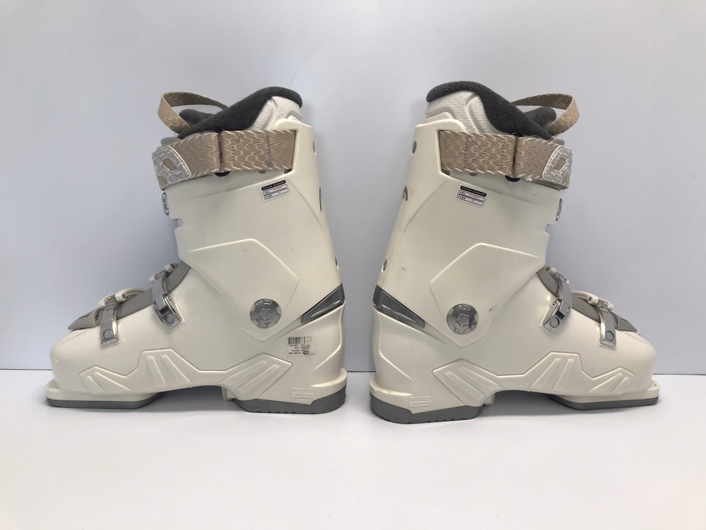 Ski Boots Mondo Size 26.5 Ladies Size 9.5 313 mm Head White Grey Silver Used 1 Hour Like New