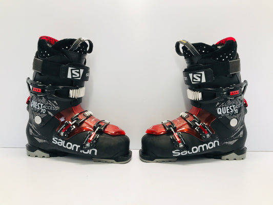 Ski Boots Mondo Size 27.5 Men's 9.5 Ladies 10.5 318mm Salomon Quest Black Red Excellent