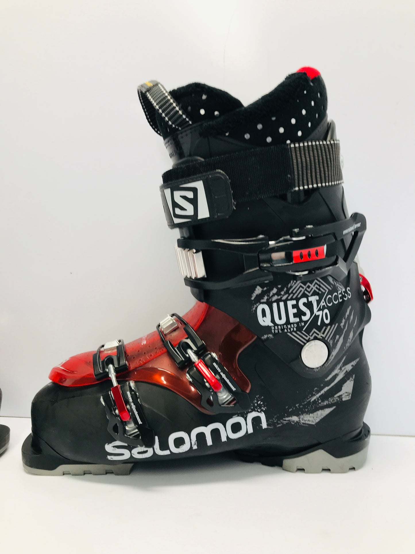 Ski Boots Mondo Size 27.5 Men's 9.5 Ladies 10.5 318mm Salomon Quest Black Red Excellent