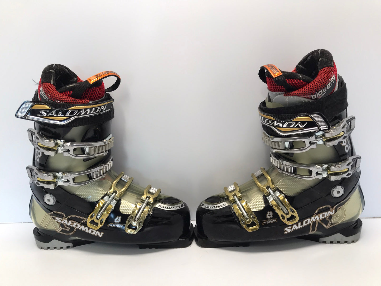 Ski Boots Mondo Size 27.5 Men's Size 9.5 Ladies Size 10.5 318mm Salmon Mission 8 Black Gold Outstanding Quality