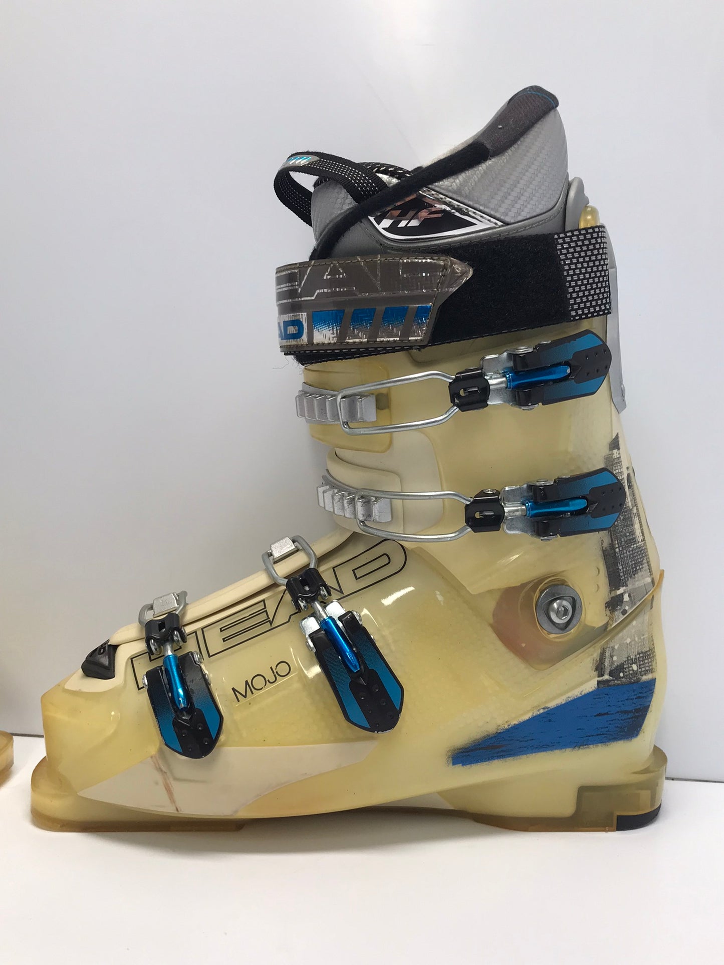 Ski Boots Mondo Size 28.5 Men's Size 10.5 327 mm Head Mojo Lime Denim Blue Worn Once 1 Hour Like New