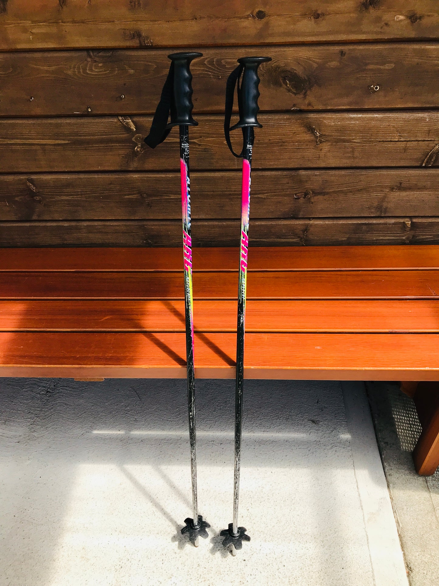 Ski Poles Child Size 39in 100cm Atomic Black Yellow Pink