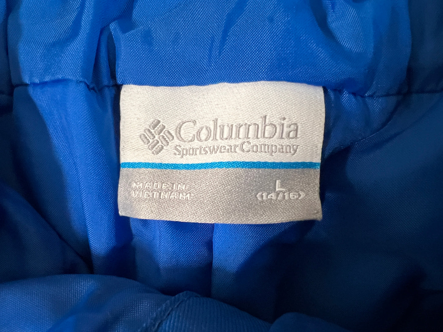 Snow Pants Child Size Youth 14-16 Columbia With Bib Blue Like New