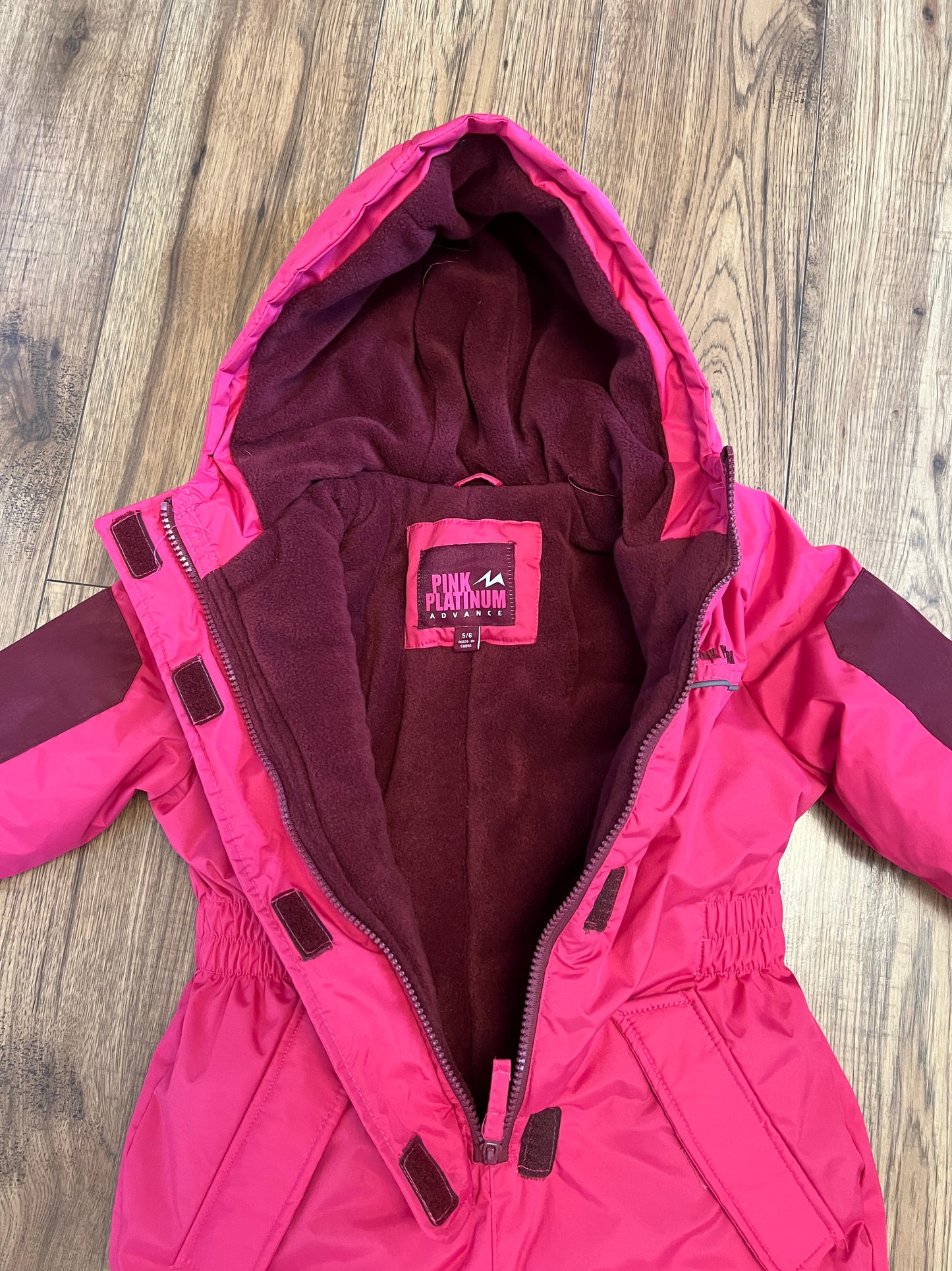 Snow Suit Child Size 5-6 Micro Fleece Lined Inside Fushia Pink New Tink 1in Slice Easy Fixz or Patch