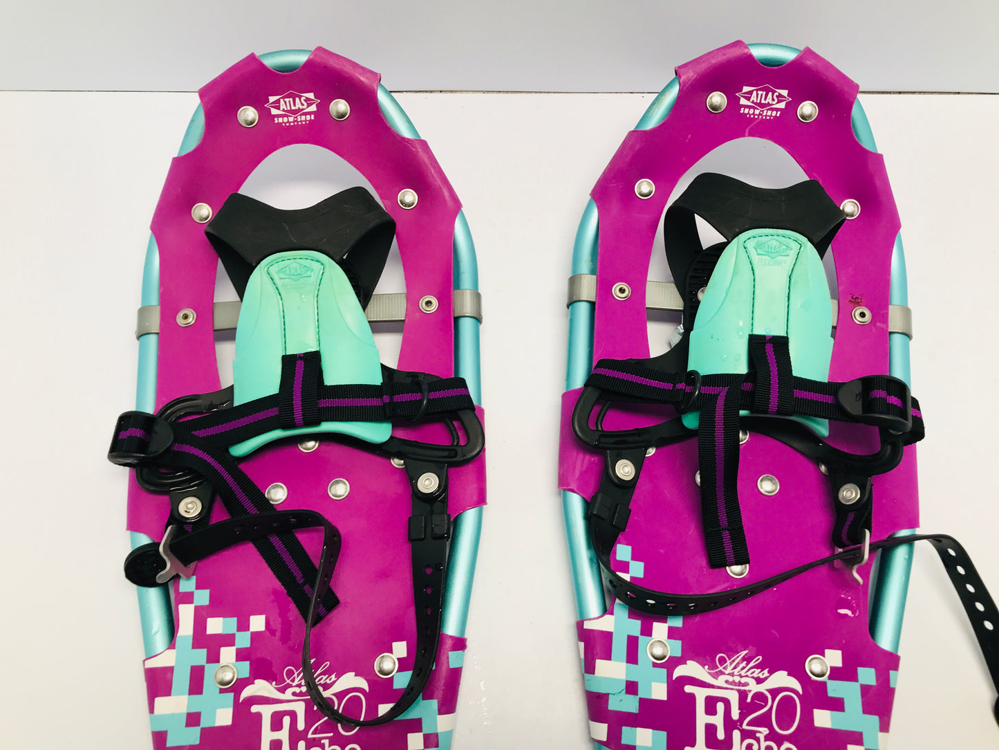 Snowshoes Size Junior Length 20in Age 8-12 Weight 50-120lbs Atlas Echo 20 V-Frame Purple Teal Like New