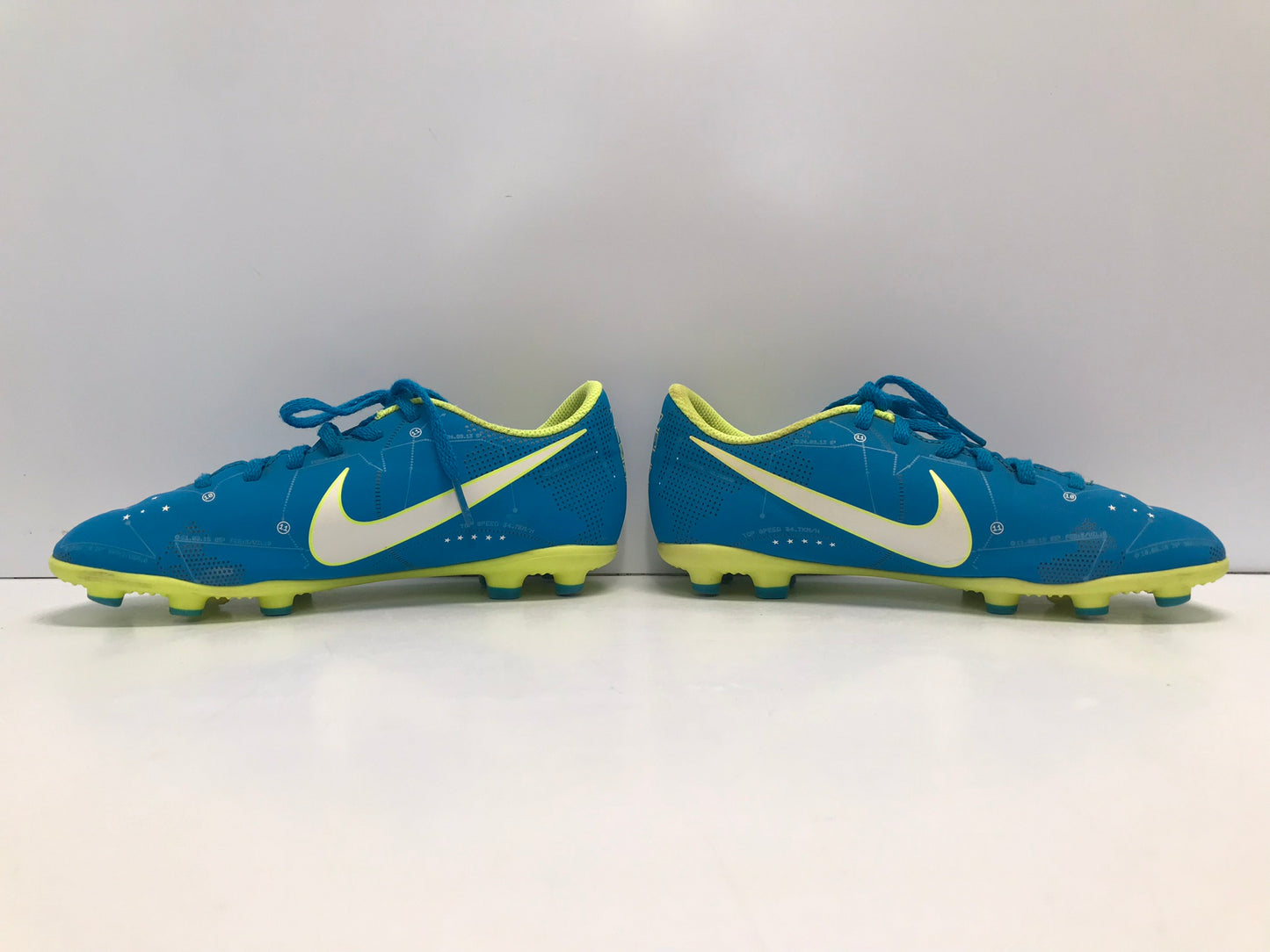 Soccer Shoes Cleats Child Size 3 Nike Murcurial Nemar Blue Lime Excellent