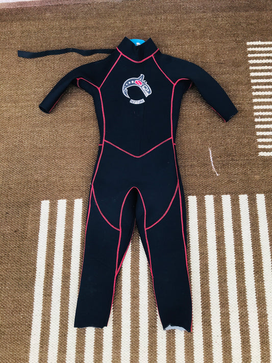 Wetsuit Child Size 6 Full 4-3 mm Black Red Surf Paddle Kayak