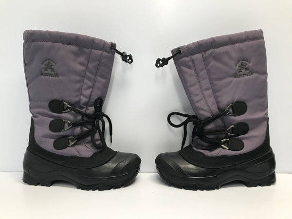 Winter Boots Child Size 4 5 Kamik Black Purple With Liner Like New