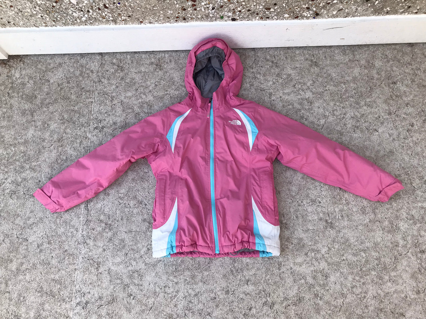 Winter Coat Child Size 10-12 The North Face Pink Blue Excellent