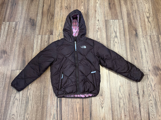 Winter Coat Child Size 7-8 The North Face Reversible Pink Brown 550 Down Filled Outstanding Quality