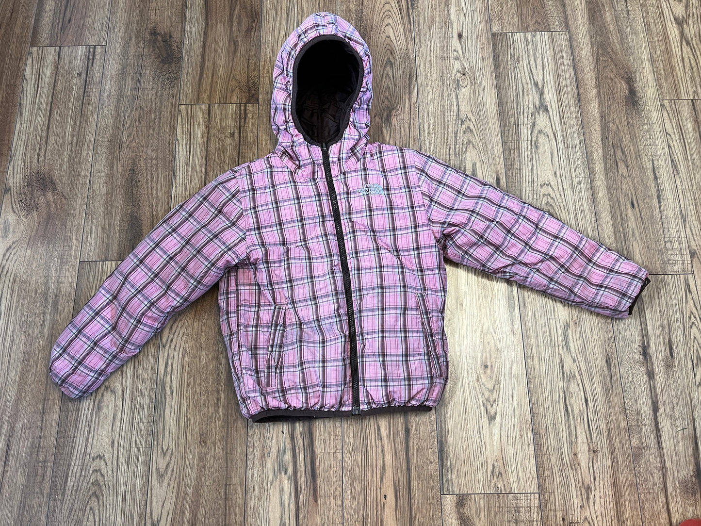 Winter Coat Child Size 7-8 The North Face Reversible Pink Brown 550 Down Filled Outstanding Quality