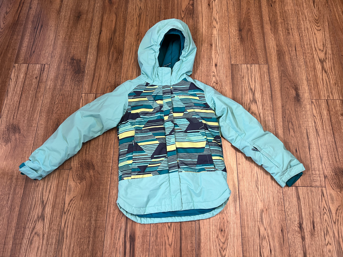 Winter Coat Ski Jacket Child Size 7-8 Columbia Teal With Ski Snow Belt