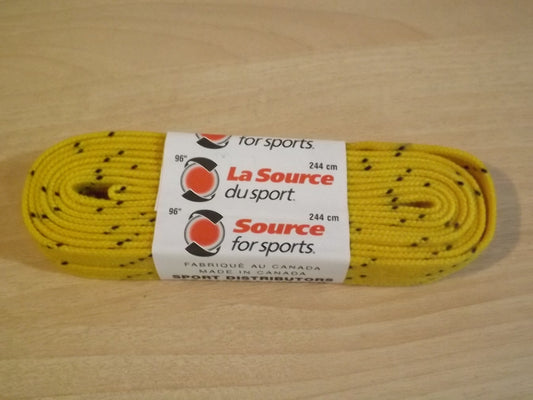 Hockey Laces New Source For Sports 96" 244cm Waxed Yellow