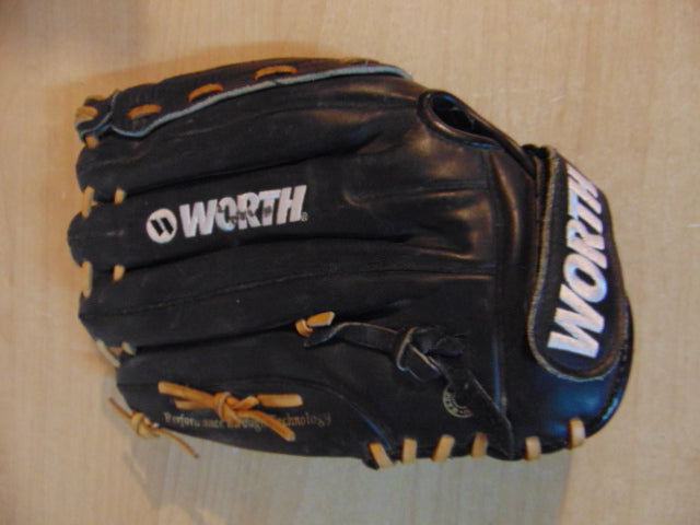 Baseball Glove Adult Size 13 inch Worth All Leather Black WS180 Excellent Fits on Left Hand