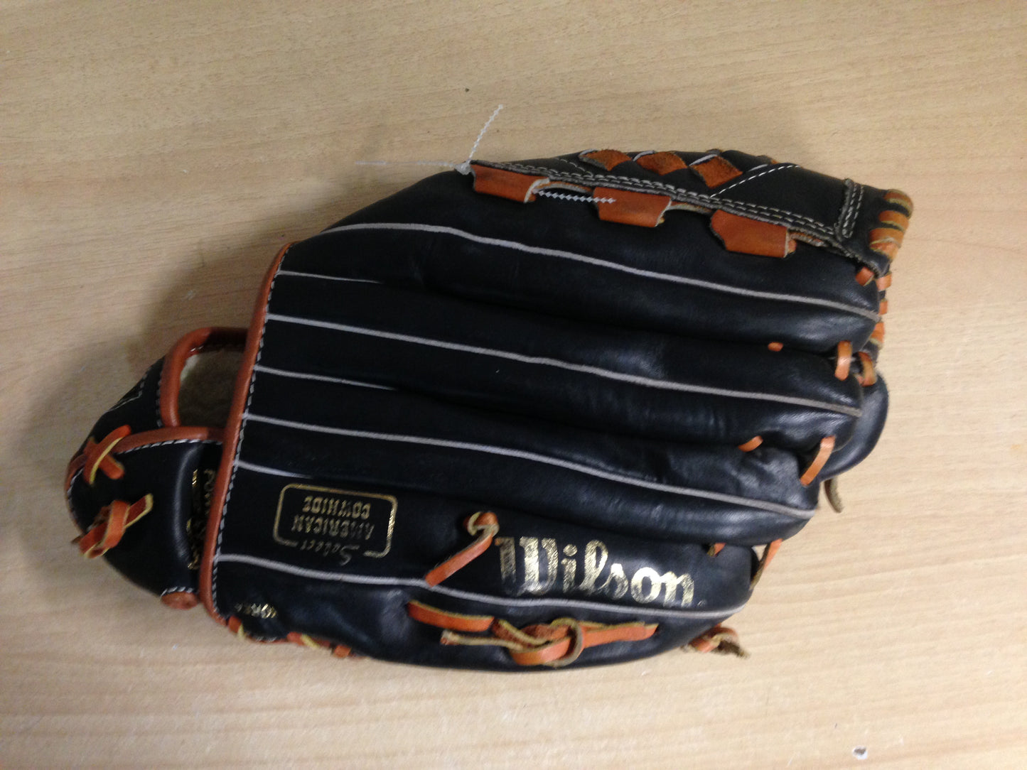 Baseball Glove Adult Size 13 inch Wilson A9736 Leather Black Fits on Right Hand Excellent