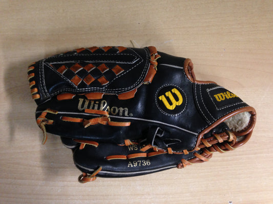 Baseball Glove Adult Size 13 inch Wilson A9736 Leather Black Fits on Right Hand Excellent