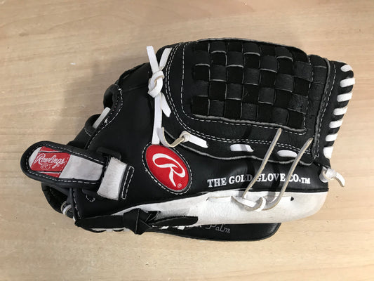 Baseball Glove Adult Size 12.5 inch Rawlings Leather Black White Fits on LEFT hand Excellent