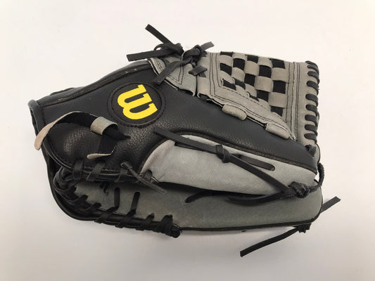 Baseball Glove Adult Size 12.5 inch Wilson Leather Fits On Left Hand Black Grey New Demo Model