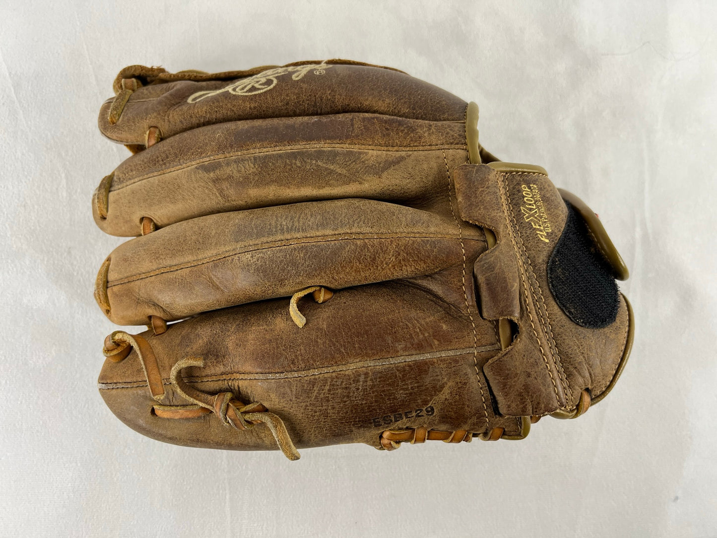 Baseball Glove Adult Size 12 inch Rawlings Tan Leather Fits on Left Hand Excellent