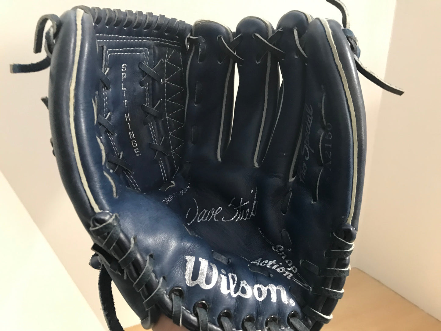 Baseball Glove Adult Size 12 inch Wilson Blue Leather Fits on Left Hand Excellent