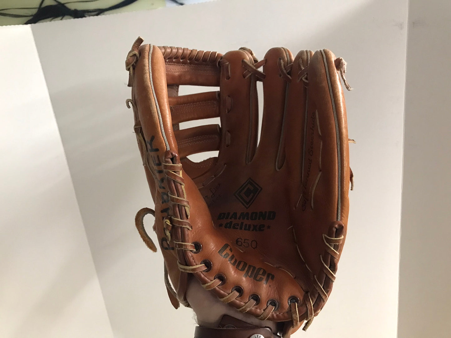 Baseball Glove Adult Size 13.5 inch Cooper Deep Pocket Brown Leather Fits on Left Hand