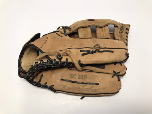 Baseball Glove Adult Size 13.5 inch Spalding Brown Leather Fits Left Hand