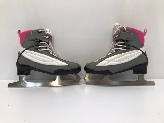 Figure Skates Ladies Size 7 Hespeller Soft Skates Pink Grey