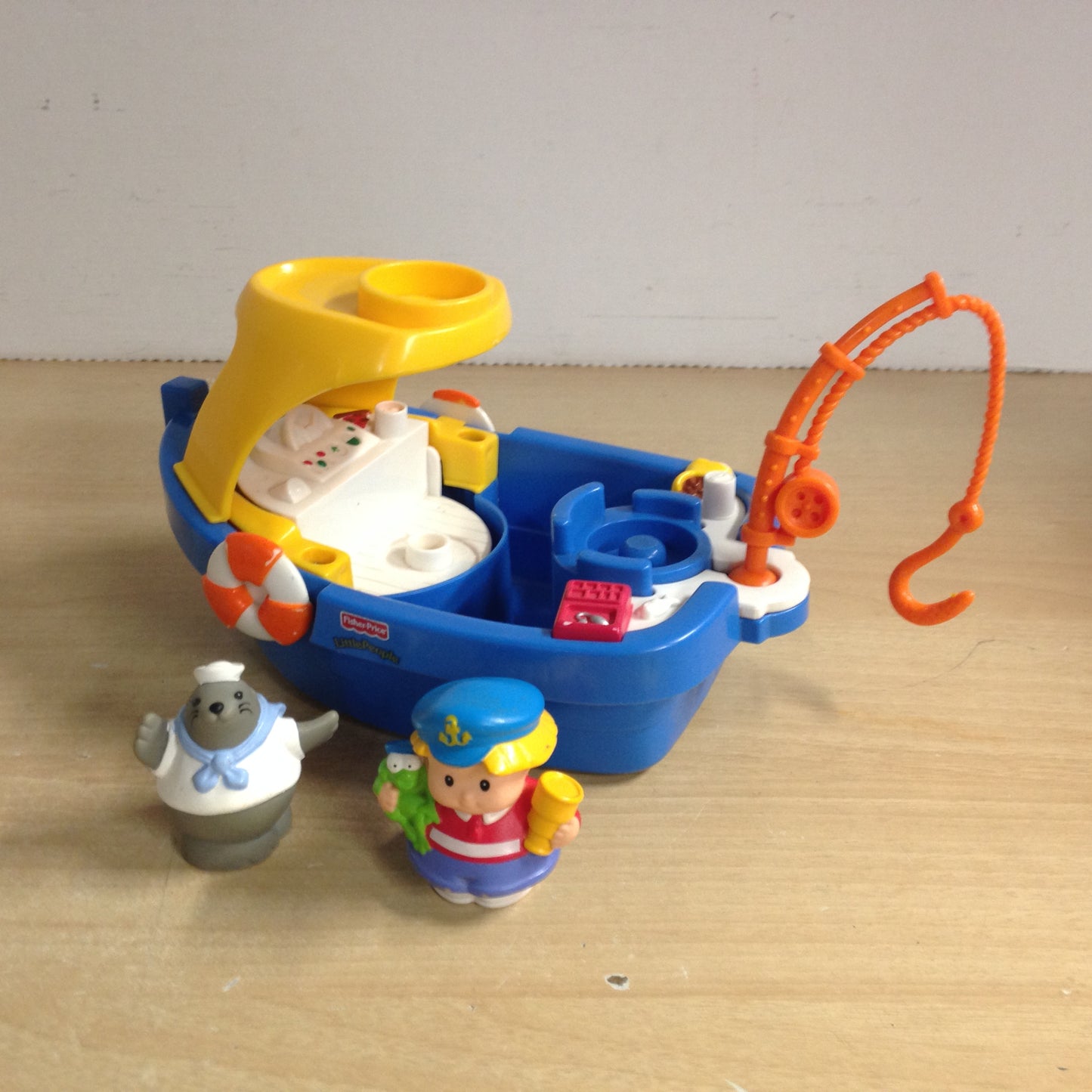 Fisher Price Little People Real Sounds Fishing Boat With Captain Mate and  Dolphine