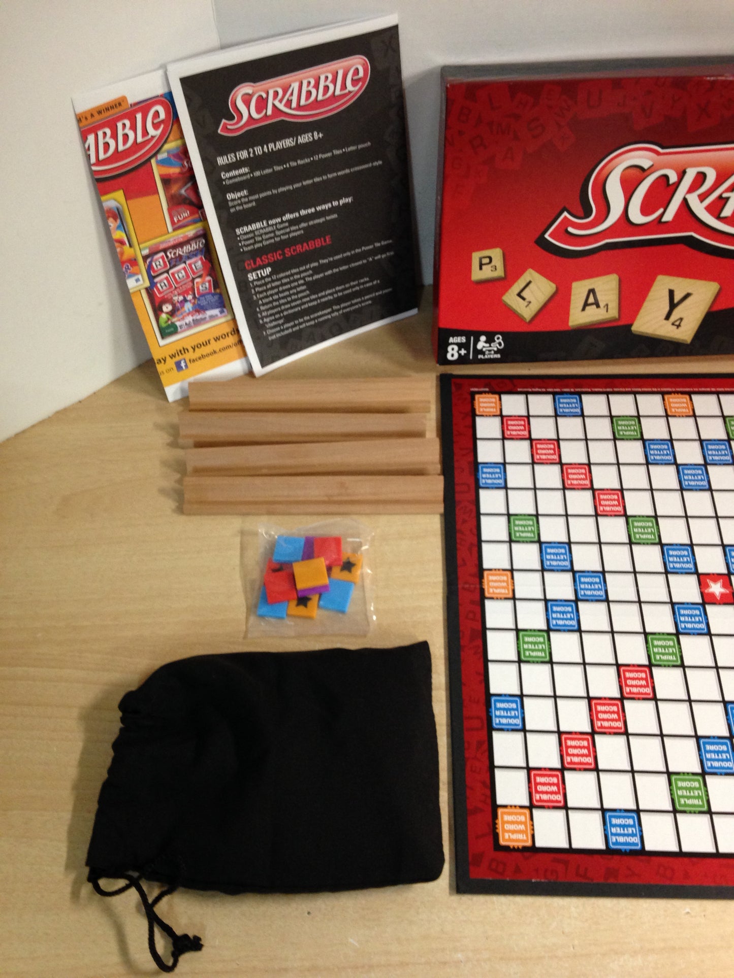 Game Scrabble Wood Power Tiles Version Complete As New