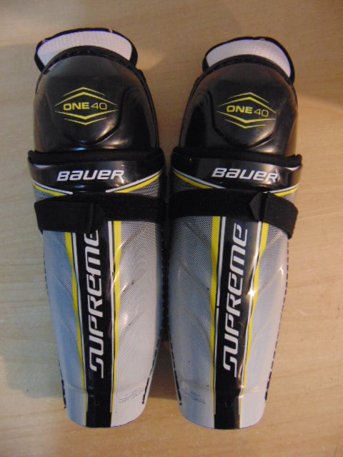 Hockey Shin Pads Child Size 11 inch Bauer Supreme One 40 Black Grey Yellow New Demo Model