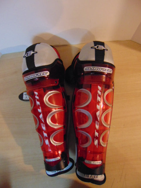 Hockey Shin Pads Men's Size 16 inch Easton Tib Flex Stealth Knee Lock Red Retail 95.00 New With Tag