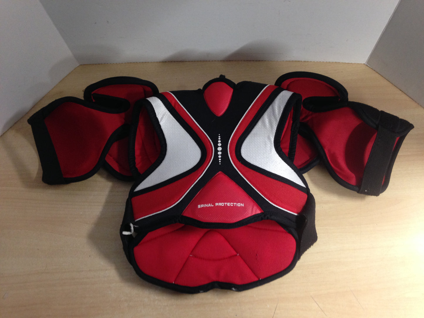 Hockey Shoulder Chest Pad Child Size Junior Small Bauer Canada Red Black White Minor Wear