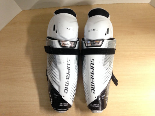 Hockey Shin Pads Child Size 12 inch Bauer Supreme Elite Calf Wrap Black White Yellow Excellent