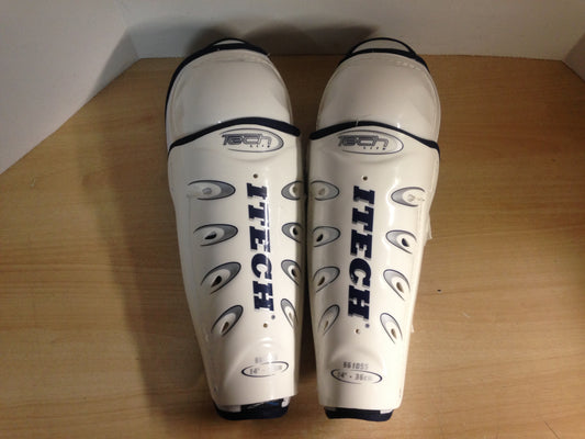 Hockey Shin Pads Men's Size 14 inch Itech White Blue Minor Wear