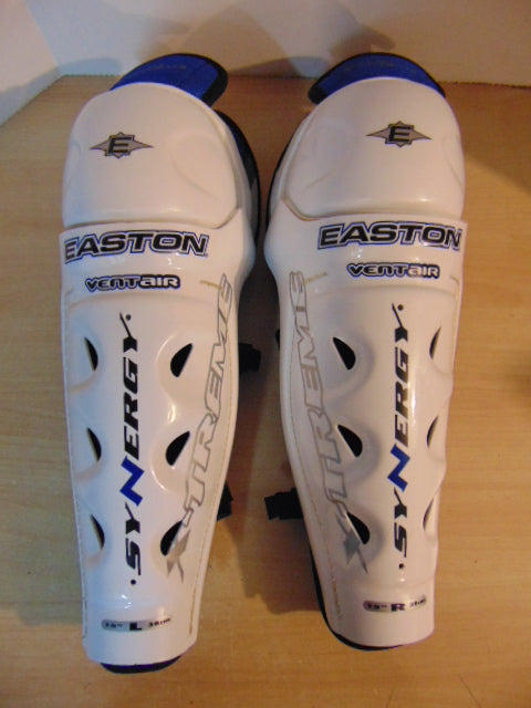 Hockey Shin Pads Men's Size 15 inch Easton Vent Air Calf Wrap As New White Blue