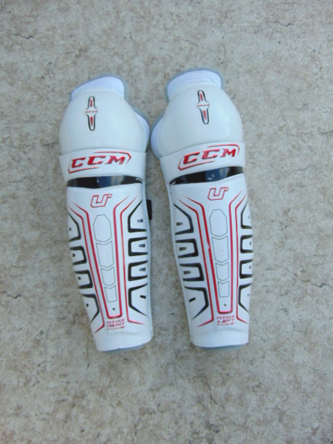 Hockey Shin Pads Men's Size 16 inch CCM U Fit 03 Excellent White Red Black