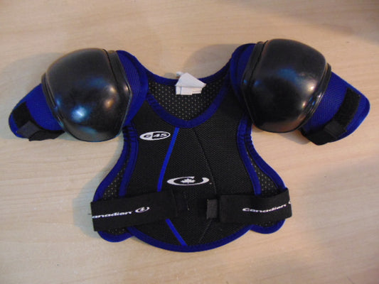 Hockey Shoulder Chest Pad Child Size Y Medium Age 4-5 Canadien Blue Black  Excellent