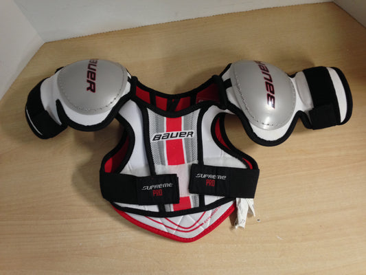 Hockey Shoulder Chest Pad Child Size Y Medium 4-6 Bauer Supreme Black Red White Excellent