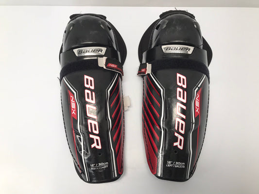 Hockey Shin Pad Child Size 12 inch Bauer Nex Black Red Excellent