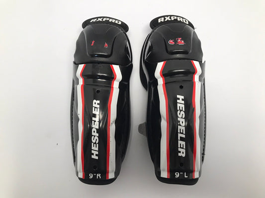 Hockey Shin Pads Child Size 9 inch Hespeler Black White Red