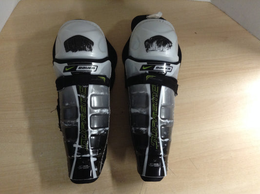 Hockey Shin Pads Size 13 inch Bauer Supreme With Calf Wrap Black Lime