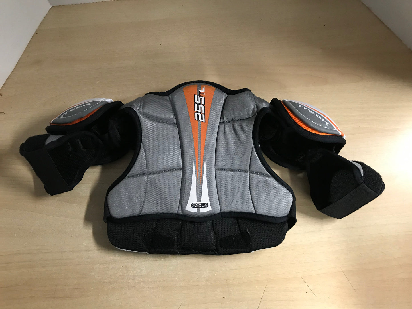 Hockey Shoulder Chest Pad Child Size Y Large 5-6 White Grey Orange Black