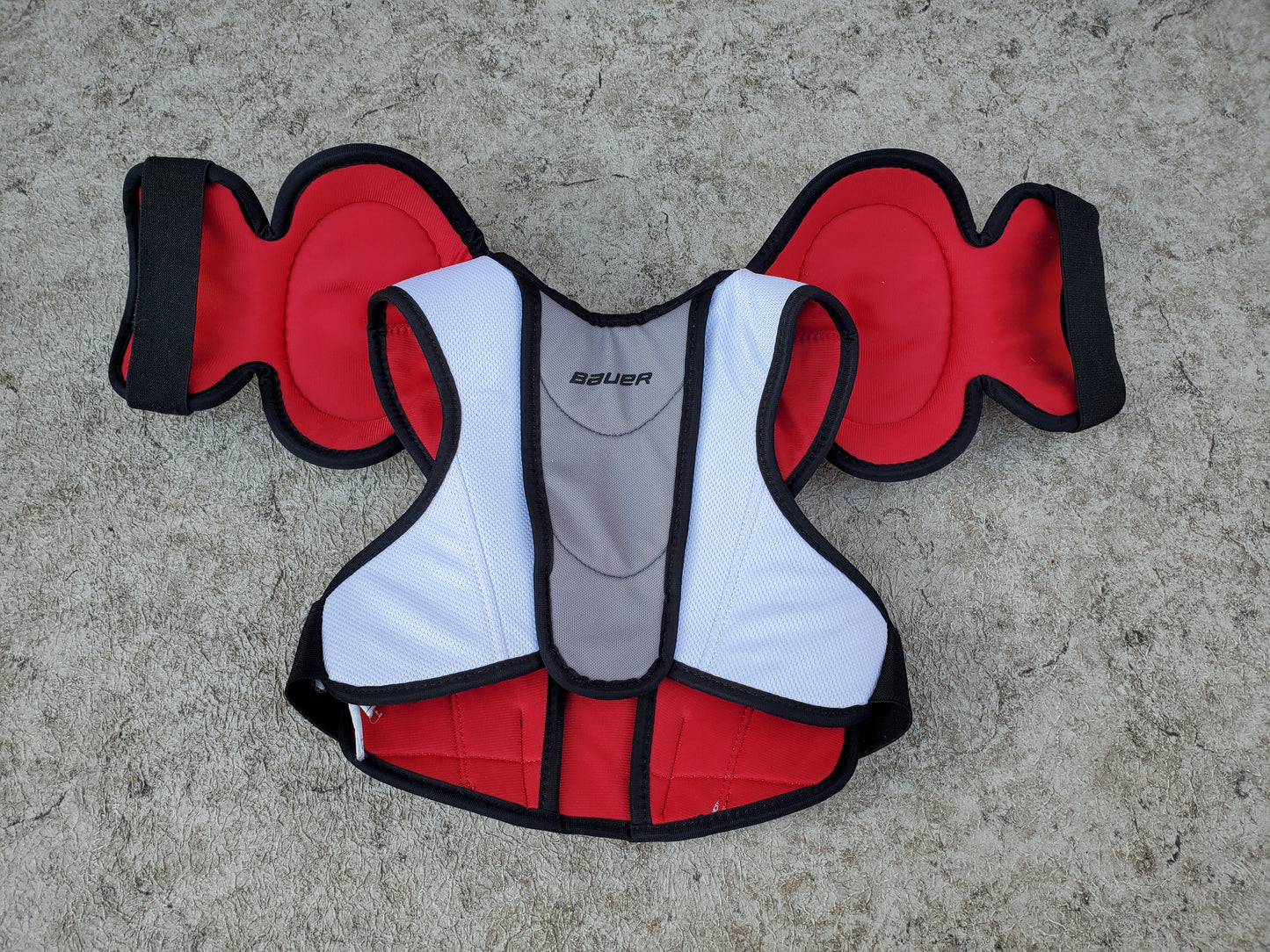 Hockey Shoulder Chest Pad Child Size Y  X Large Age 5-6 Bauer Supreme Pro Black White Red