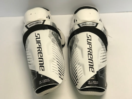 Hockey Shin Pads Junior Size 13 inch Bauer Supreme Elite With Calf Wrap White Black Gold